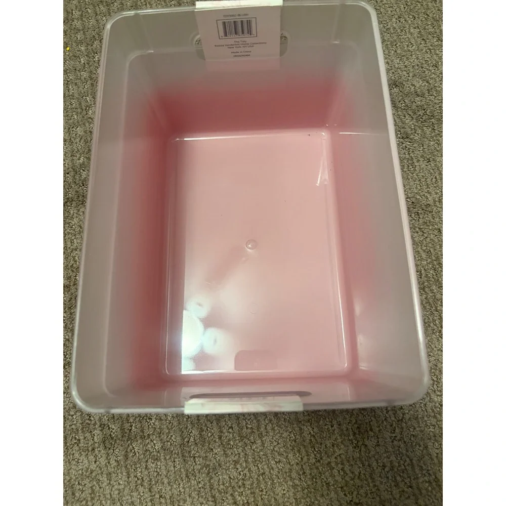 Pink Ombre Frosted Plastic Storage Bins with Handles Set of 2 Laundry Organizers